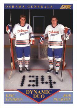#385 Eric Lindros / Rob Pearson - Oshawa Generals - 1991-92 Score Canadian Bilingual Hockey