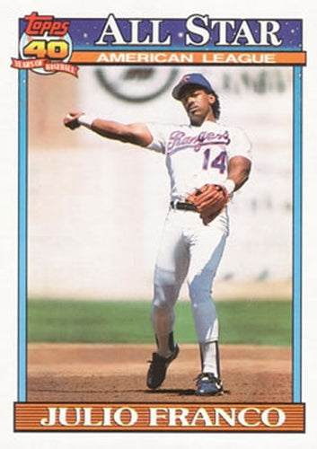 #387 Julio Franco - Texas Rangers - 1991 Topps Baseball