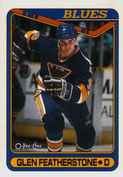 #387 Glen Featherstone - St. Louis Blues - 1990-91 O-Pee-Chee Hockey