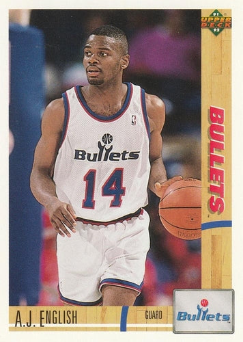 #387 A.J. English - Washington Bullets - 1991-92 Upper Deck Basketball