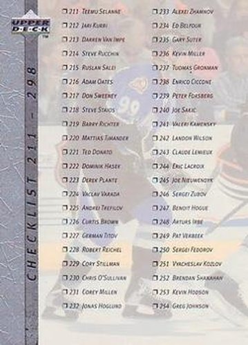 #389 Checklist: 211-298 - 1996-97 Upper Deck Hockey
