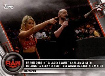 #38 Baron Corbin & Lacey Evans Challenge Seth Rollins & Becky Lynch to a Winners-Take-All Match - 2020 Topps WWE Women's Division Wrestling