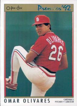 #38 Omar Olivares - St. Louis Cardinals - 1992 O-Pee-Chee Premier Baseball