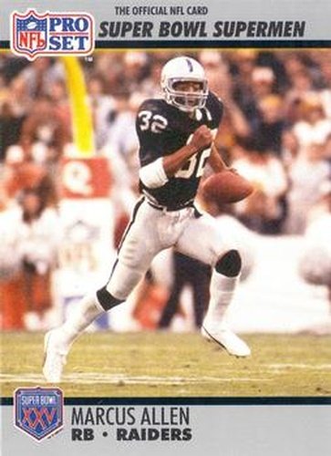 #38 Marcus Allen - Los Angeles Raiders - 1990-91 Pro Set Super Bowl XXV Silver Anniversary Football