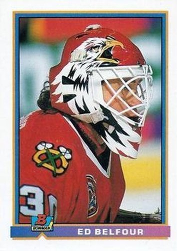 #390 Ed Belfour - Chicago Blackhawks - 1991-92 Bowman Hockey
