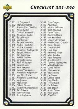 #390 Checklist 331-440 - 1992-93 Upper Deck Hockey