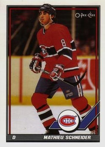 #392 Mathieu Schneider - Montreal Canadiens - 1991-92 O-Pee-Chee Hockey