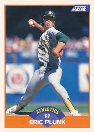 #392 Eric Plunk - Oakland Athletics - 1989 Score Baseball