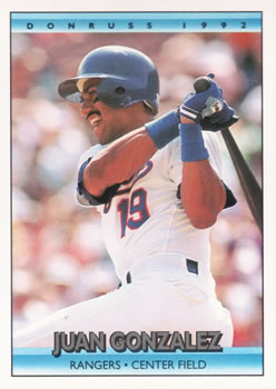 #393 Juan Gonzalez - Texas Rangers - 1992 Donruss Baseball
