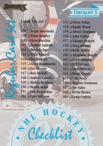 #NNO Checklist 3 - 1995-96 Donruss Hockey