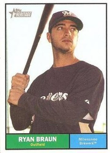 #393a Ryan Braun - Milwaukee Brewers - 2010 Topps Heritage Baseball