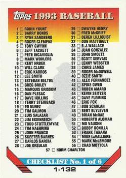 #394 Checklist 1-132 - 1993 Topps Baseball
