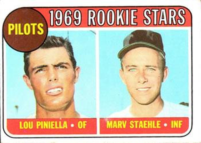 #394 Pilots 1969 Rookie Stars Lou Piniella / Marv Staehle RS - Seattle Pilots - 1969 Topps Baseball