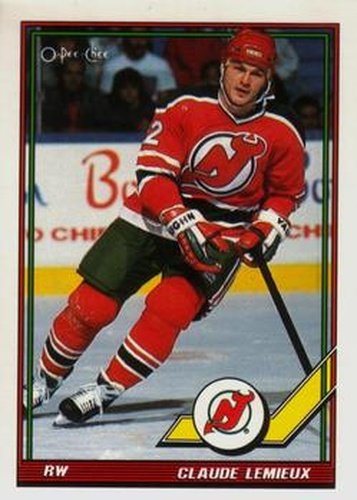 #394 Claude Lemieux - New Jersey Devils - 1991-92 O-Pee-Chee Hockey