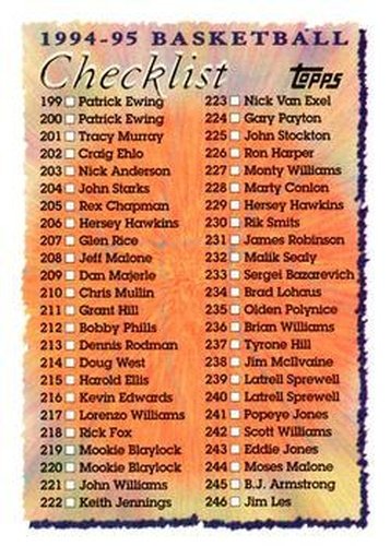 #395 Checklist: 199-296 - 1994-95 Topps Basketball