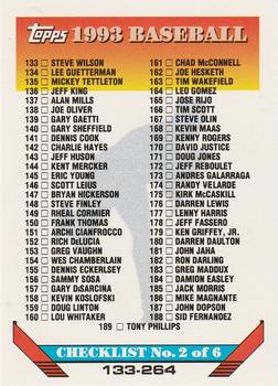 #395 Checklist 133-264 - 1993 Topps Baseball