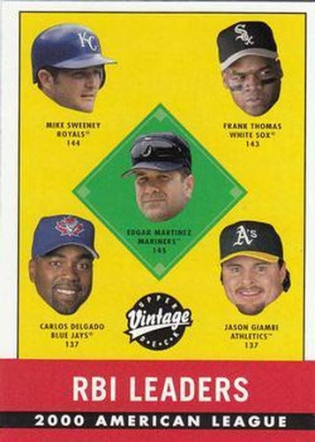 #395 Jason Giambi / Edgar Martinez / Frank Thomas / Carlos Delgado / Mike Sweeney - Seattle Mariners / Kansas City Royals / Chicago White Sox / Toronto Blue Jays / Oakland Athletics - 2001 Upper Deck Vintage Baseball