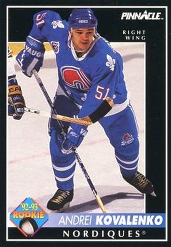 #395 Andrei Kovalenko - Quebec Nordiques - 1992-93 Pinnacle Canadian Hockey