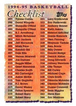 #396 Checklist: 297-396 - 1994-95 Topps Basketball