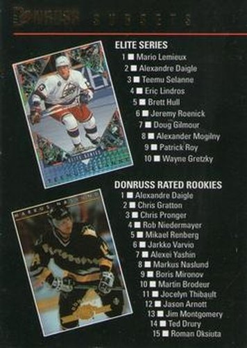 #396 Inserts Checklist - 1993-94 Donruss Hockey