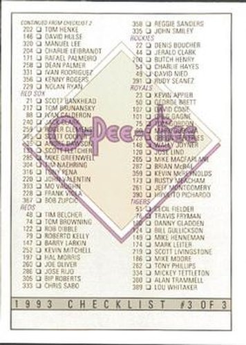 #396 Checklist 265-396 - 1993 O-Pee-Chee Baseball