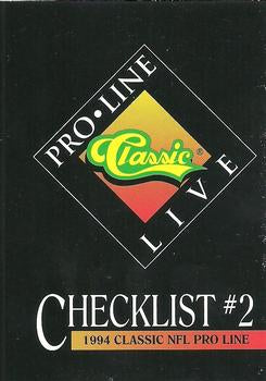 #397 Checklist 2 - 1994 Pro Line Live Football