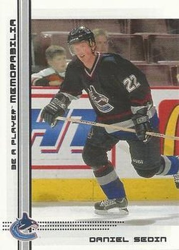 #397 Daniel Sedin - Vancouver Canucks - 2000-01 Be a Player Memorabilia Hockey
