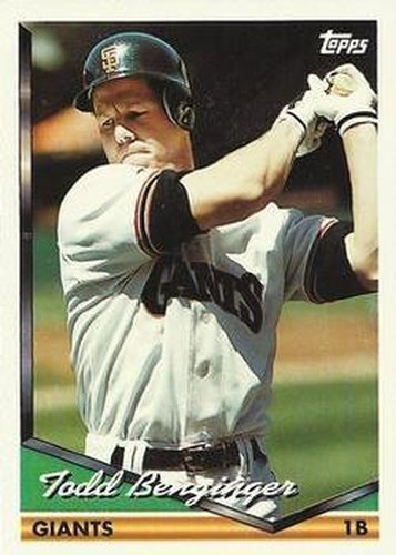 #398 Todd Benzinger - San Francisco Giants - 1994 Topps Baseball