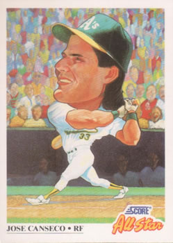 #398 Jose Canseco - Oakland Athletics - 1991 Score Baseball