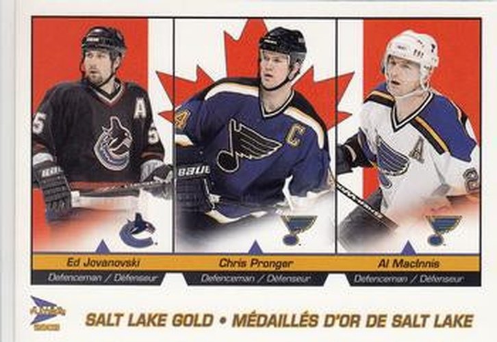 #3 Ed Jovanovski / Chris Pronger / Al MacInnis - Vancouver Canucks / St. Louis Blues - 2002-03 Pacific McDonald's Hockey - Salt Lake Gold