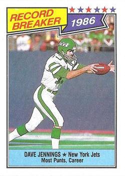 #3 Dave Jennings - New York Jets - 1987 Topps Football