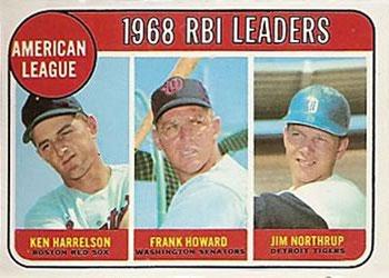 #3 American League 1968 RBI Leaders Ken Harrelson / Frank Howard / Jim Northrup - Boston Red Sox / Washington Senators / Detroit Tigers - 1969 Topps Baseball