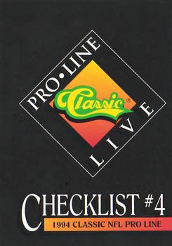 #400 Checklist 4 - 1994 Pro Line Live Football
