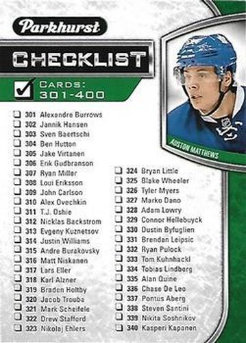 #400 Auston Matthews - Toronto Maple Leafs - 2016-17 Parkhurst Hockey