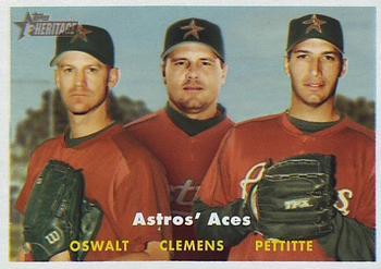 #400 Astros' Aces Roy Oswalt / Roger Clemens / Andy Pettitte - Houston Astros - 2006 Topps Heritage Baseball