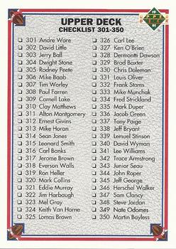 #400 Checklist 301-400 - 1991 Upper Deck Football