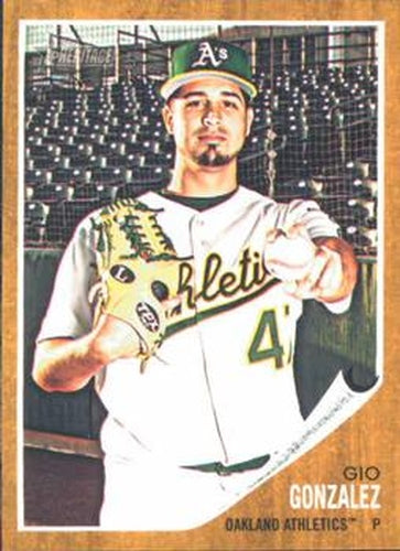 #405 Gio Gonzalez - Oakland Athletics - 2011 Topps Heritage Baseball