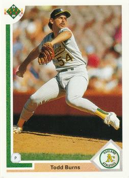 #405 Todd Burns - Oakland Athletics - 1991 Upper Deck Baseball