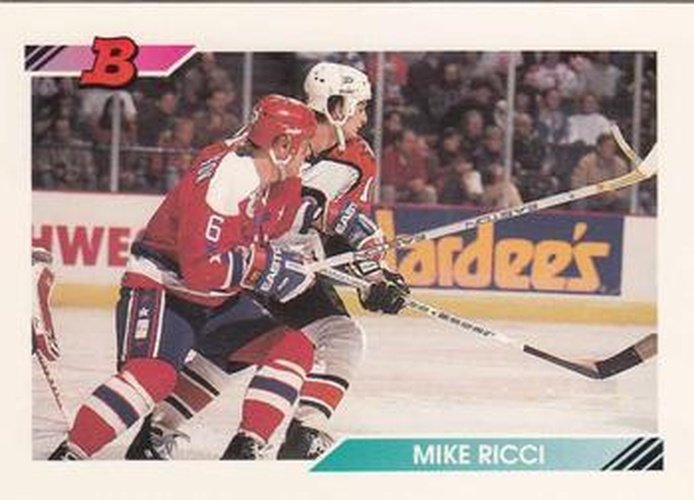 #406 Mike Ricci - Quebec Nordiques - 1992-93 Bowman Hockey