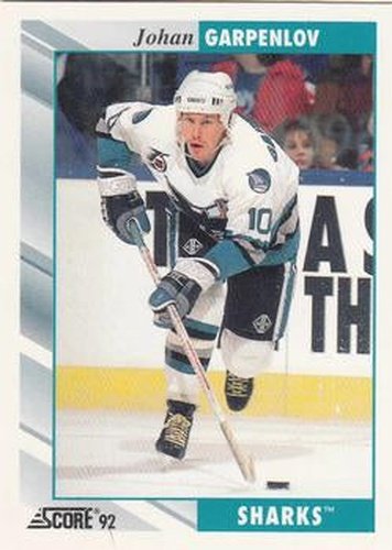 #406 Johan Garpenlov - San Jose Sharks - 1992-93 Score USA Hockey