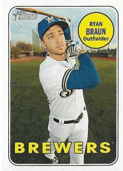 #406a Ryan Braun - Milwaukee Brewers - 2018 Topps Heritage Baseball