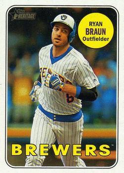 #406b Ryan Braun - Milwaukee Brewers - 2018 Topps Heritage Baseball