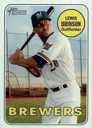 #407 Lewis Brinson - Milwaukee Brewers - 2018 Topps Heritage Baseball