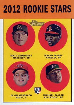 #407 Matt Dominguez / Jeremy Moore / Devin Mesoraco / Michael Taylor - Miami Marlins / Los Angeles Angels / Cincinnati Reds / Oakland Athletics - 2012 Topps Heritage Baseball