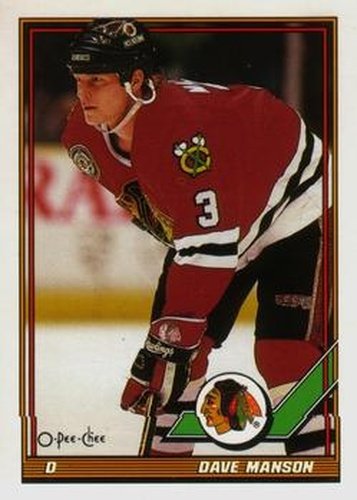 #409 Dave Manson - Chicago Blackhawks - 1991-92 O-Pee-Chee Hockey
