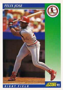 #40 Felix Jose - St. Louis Cardinals - 1992 Score Baseball