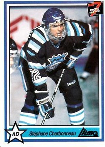 #40 Stephane Charbonneau - Chicoutimi Sagueneens - 1990-91 7th Inning Sketch QMJHL Hockey