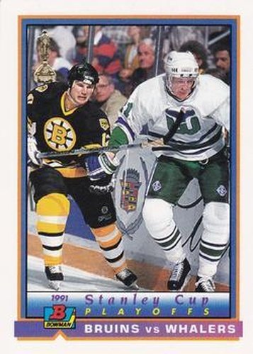 #410 Bruins vs Whalers - Boston Bruins / Hartford Whalers - 1991-92 Bowman Hockey