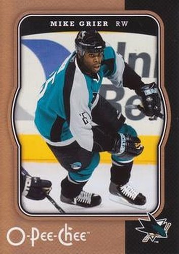 #410 Mike Grier - San Jose Sharks - 2007-08 O-Pee-Chee Hockey