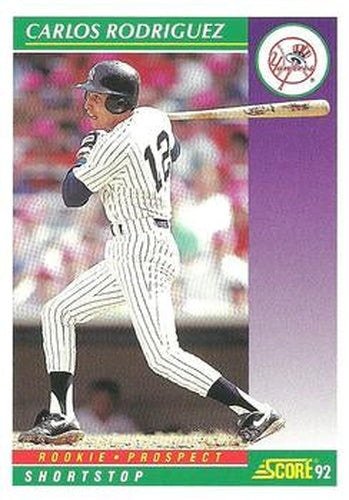 #411 Carlos Rodriguez - New York Yankees - 1992 Score Baseball